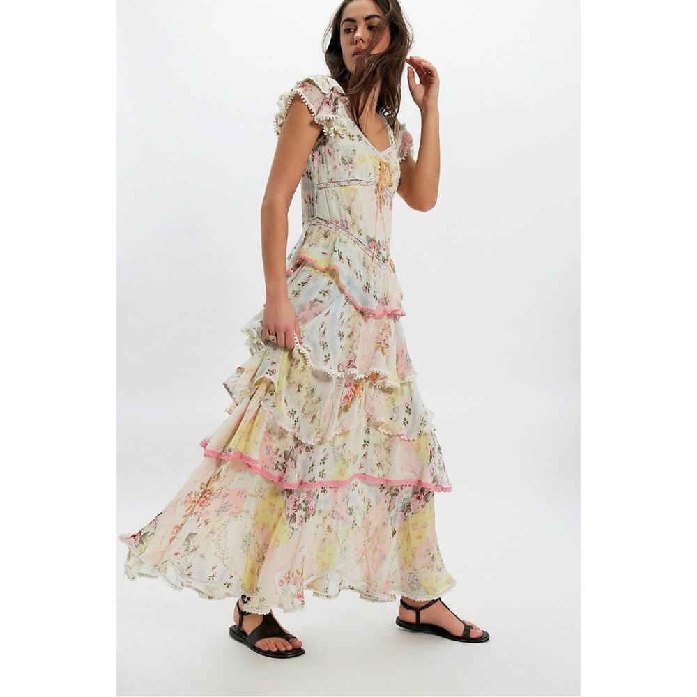 Free People Dainty Ethereal Cottage Love You Bunches Maxi Dress Pastel Small - Picture 3 of 16